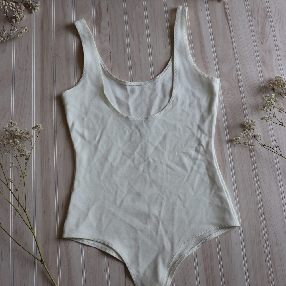 White Shinestar Tank Neckline Bodysuit
